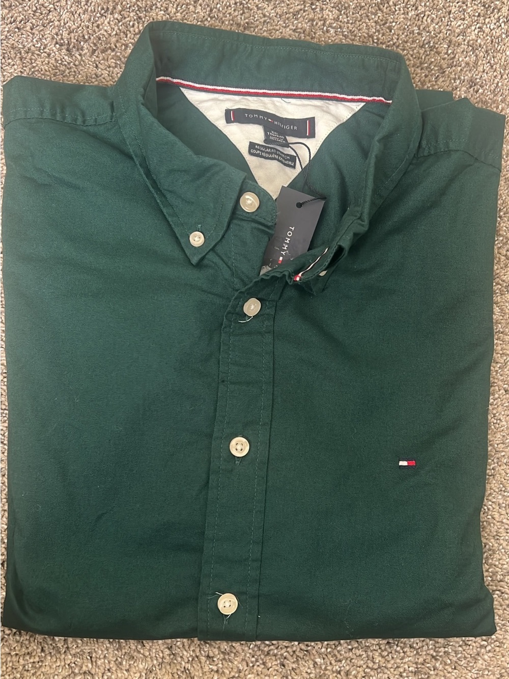 Tommy Hilfiger Men's Dark Green Button-Down Oxford Shirt